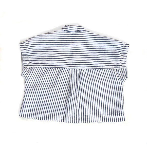 Madewell Striped Dolman Cropped Collared Button Up Shirt - Picture 5 of 13